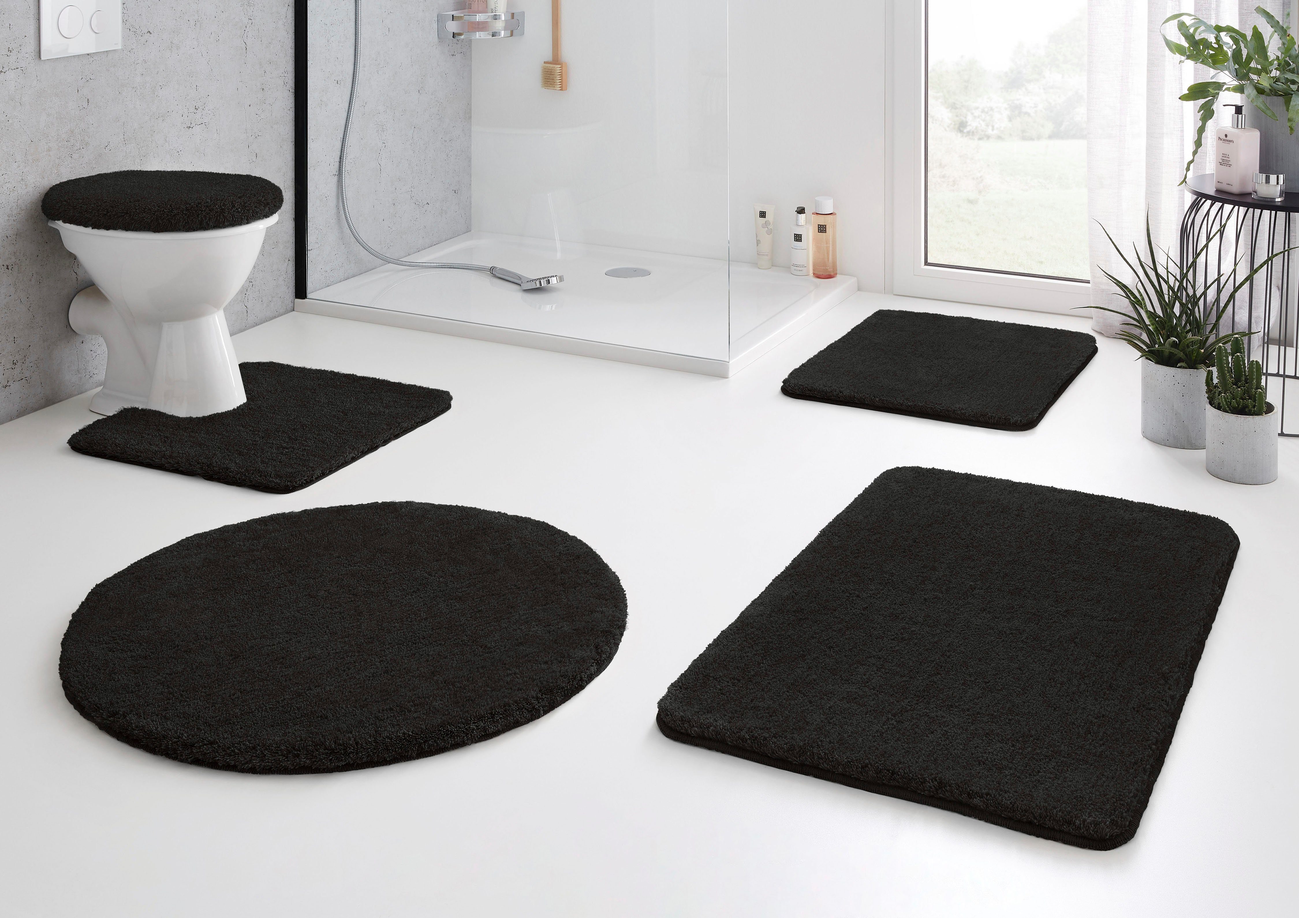Kleine Wolke Badematte RELAX, Badvorleger, Badezimmer Teppich, Höhe 30 mm, rutschhemmend beschichtet, fußbodenheizungsgeeignet, Polyacryl, WC-Deckelbezug, WC-Deckelbezug, Badteppich, meliert, rechteckig, rund & als Set erhältlich