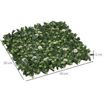 Kunstrasen Künstliche Hecke bestehend aus 12 Platten, Outsunny, Höhe: 5 mm