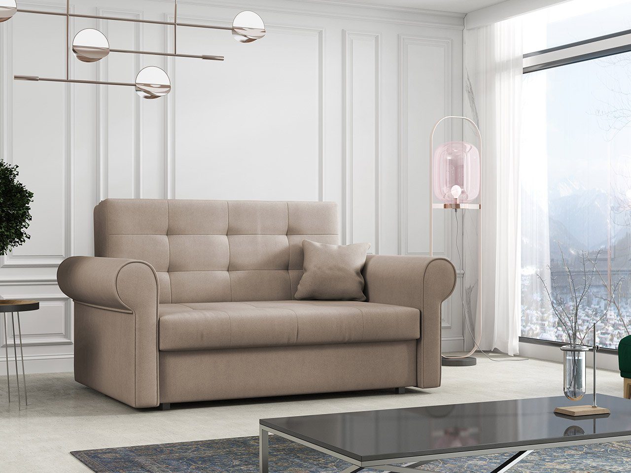 MIRJAN24 Schlafsofa Viva Silver II, 2 Sitzer Polstersofa mit Schlaffunktion Mono 232