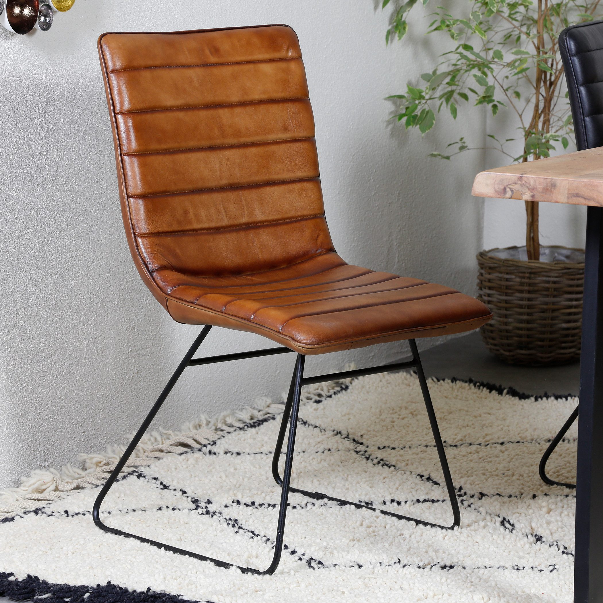 Casa Moro Esszimmerstuhl Lederstuhl Polsterstuhl Braun Echtleder Bezug (Retro Stuhl in Braun, handgefertigte Designer Esszimmerstühle), 1er, 2er, 4er & 6er Set