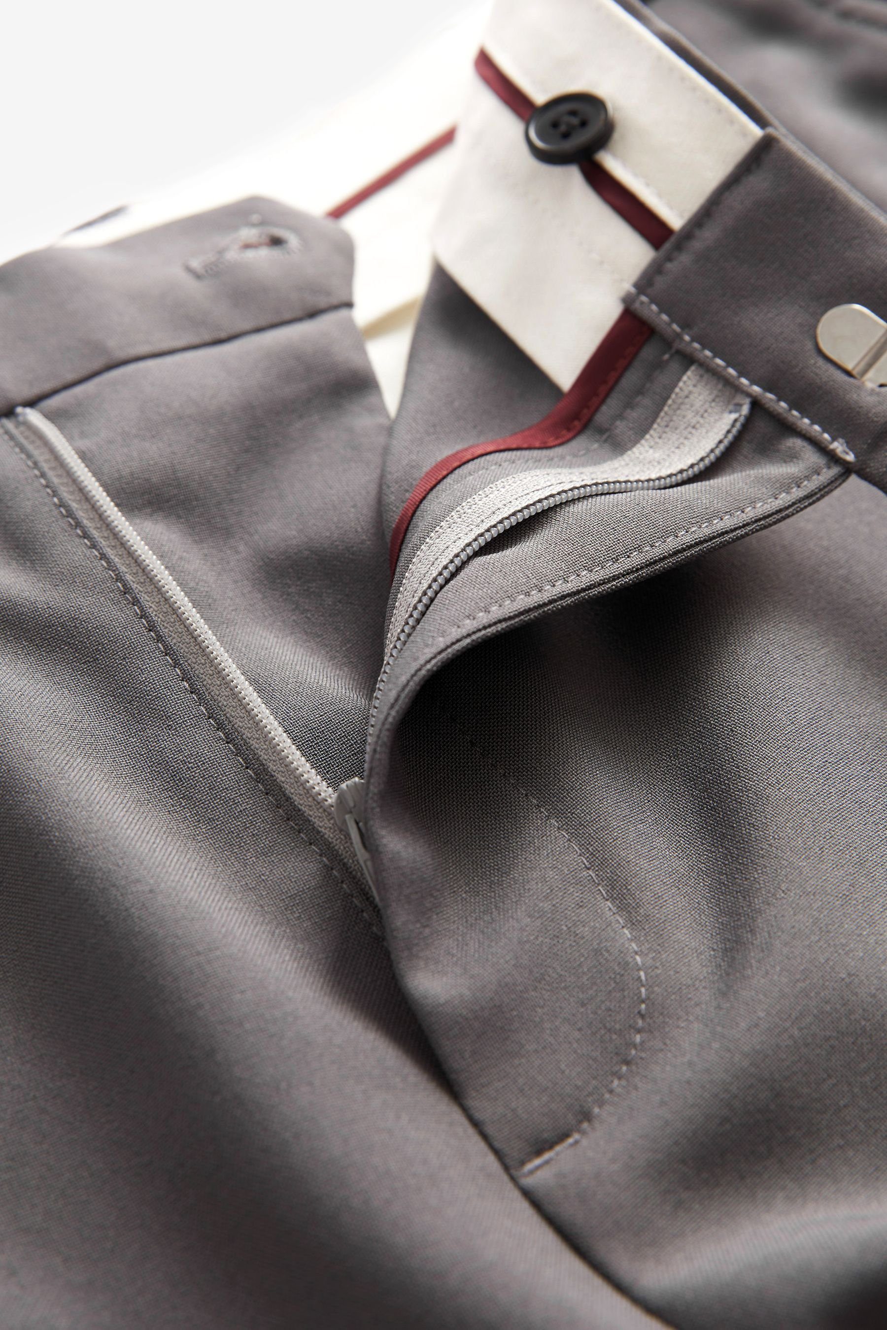 Anzughose (1-tlg) Stoffhose Bundfalten - ohne Bein weites Grey Next