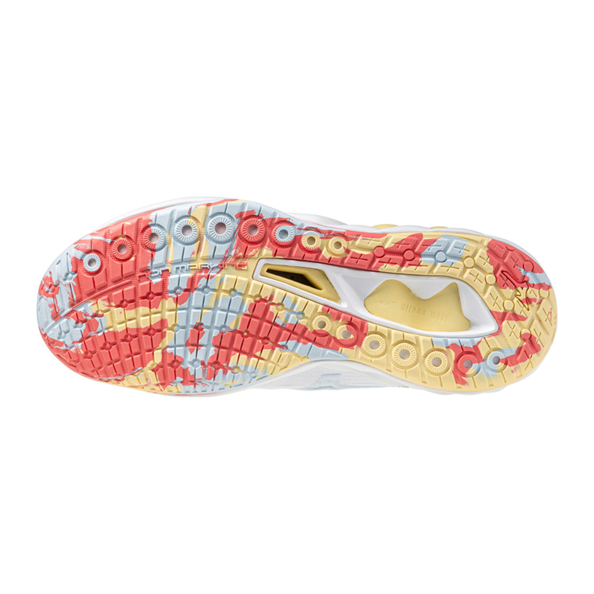 Mizuno WAVE LUMINOUS 3 - Damen Volleyballschuh - White/Calypso Coral/Pale Ban Hallenschuh