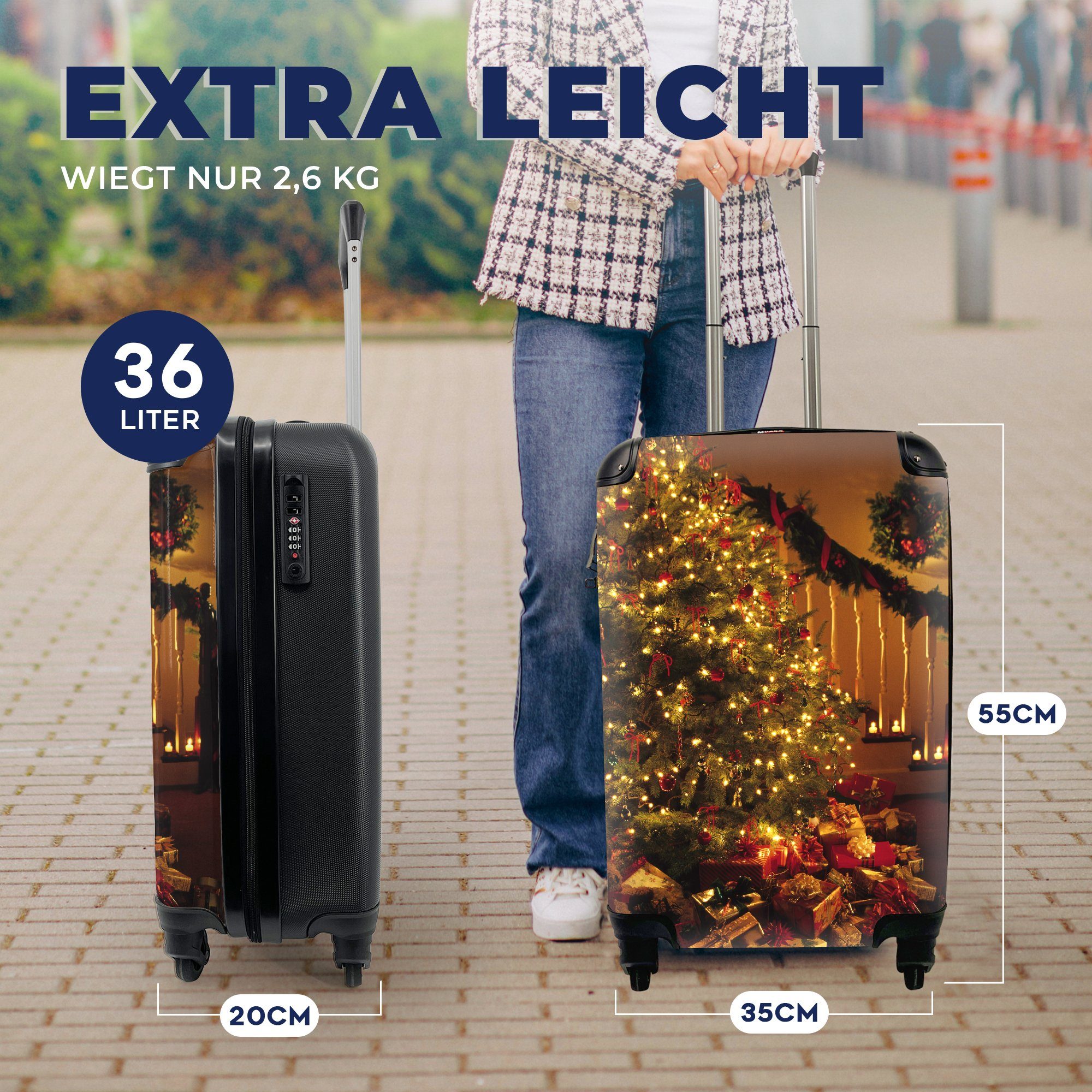 rollen, Ferien, MuchoWow Reisetasche Reisekoffer - Weihnachten Weihnachtsbaum Weihnachtsschmuck, Trolley, - Handgepäck für Rollen, Handgepäckkoffer 4 mit