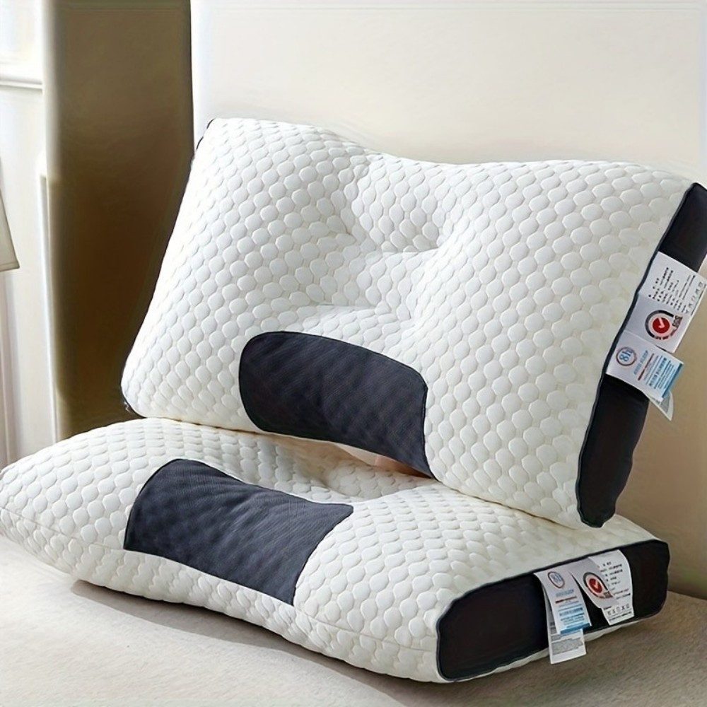 FANNOU Kopfkissen 74 x 47cm, Baumwoll-Massage-Nackenkissen, geeignet für sanftes Schlafen, verstellbar und ergonomisch