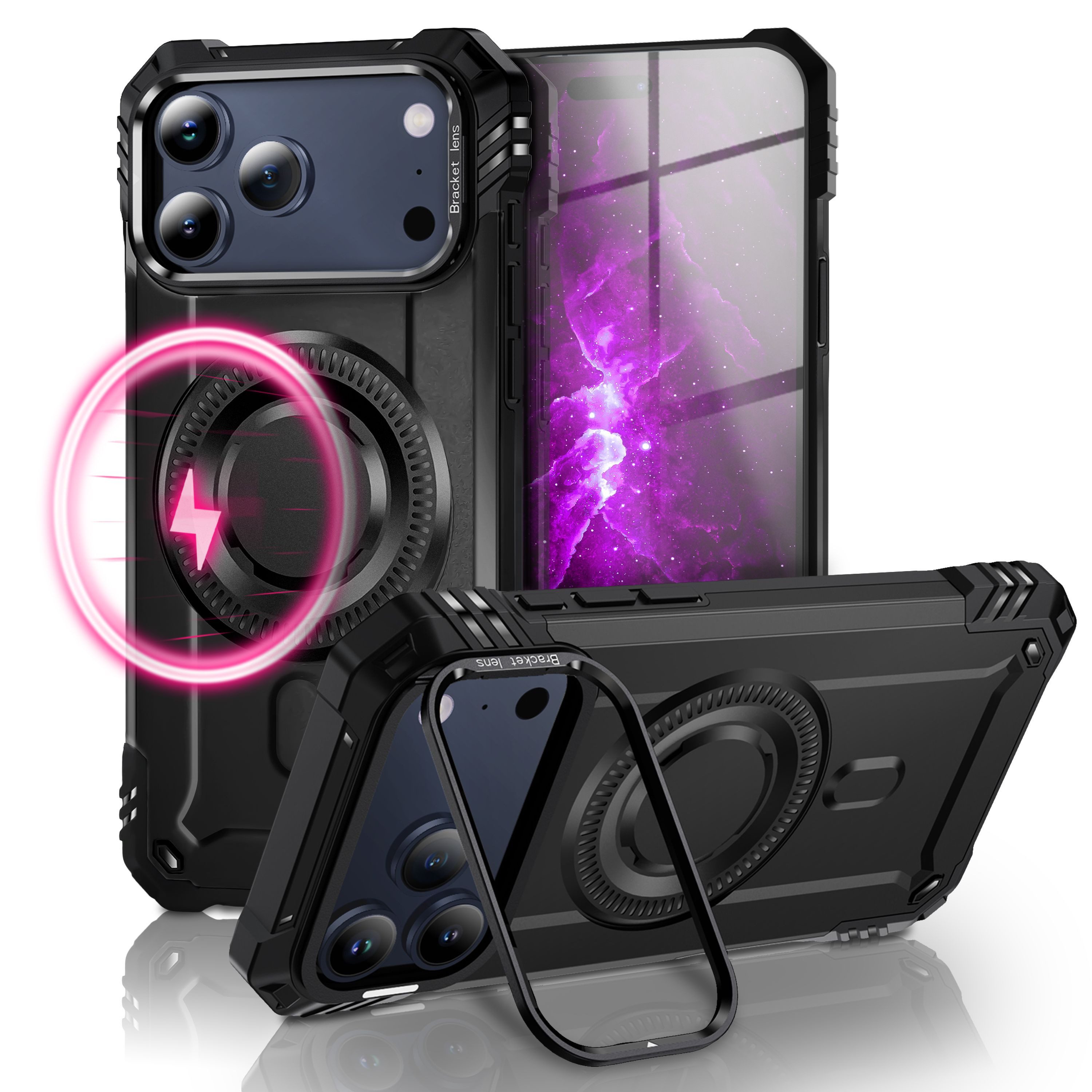 Nalia Smartphone-Hülle Apple iPhone 17 Pro Max 17,5 cm (6,9 Zoll), MagSafe Hülle / Extrem Robust / Kickstand / Tactical Military Cover