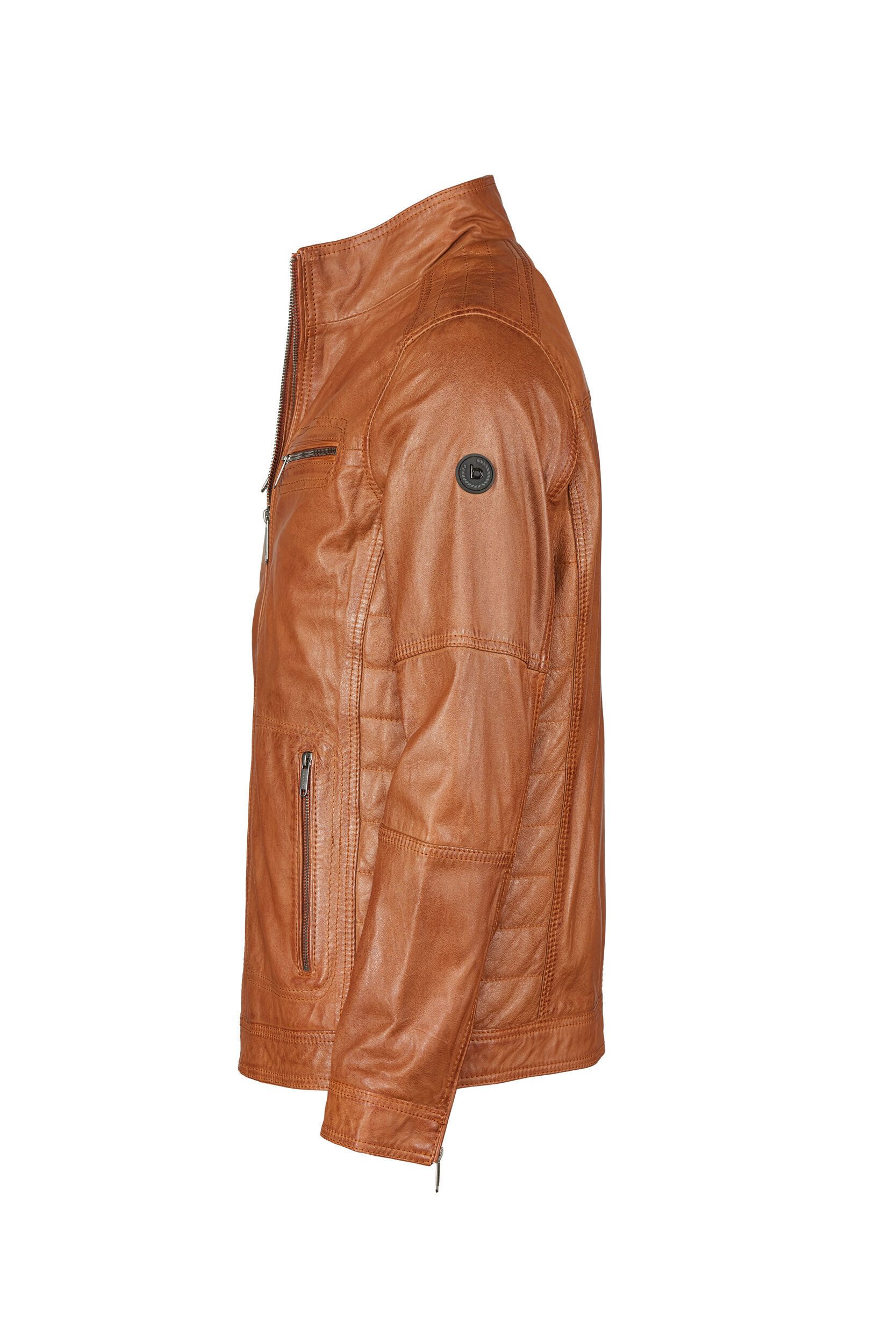 bugatti Lederjacke BUFIDELIO (1-St) mit Ziernähten und Reißverschlusstaschen