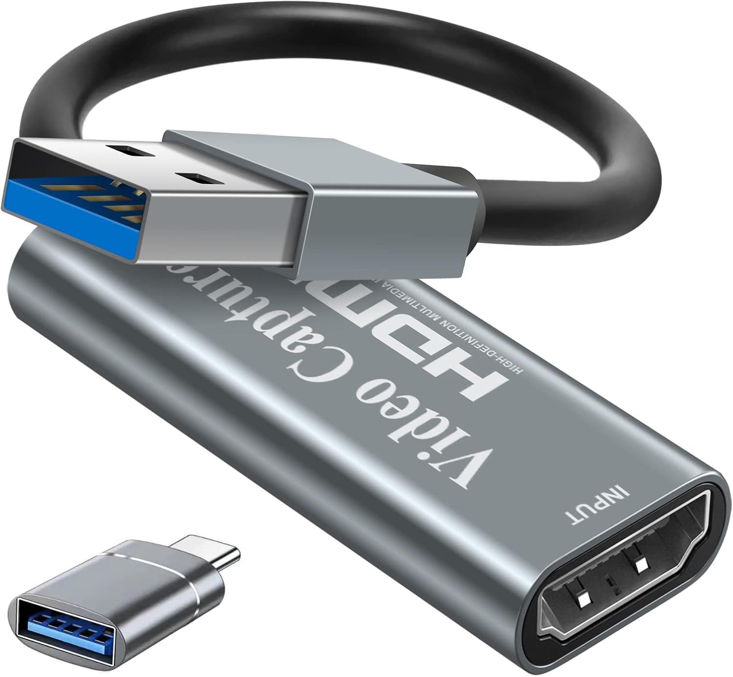 FELIXLEO Capture Card Papeaso 4K HDMI to USB Full HD 1080p V/G/S/OT silver Full HD-Webcam
