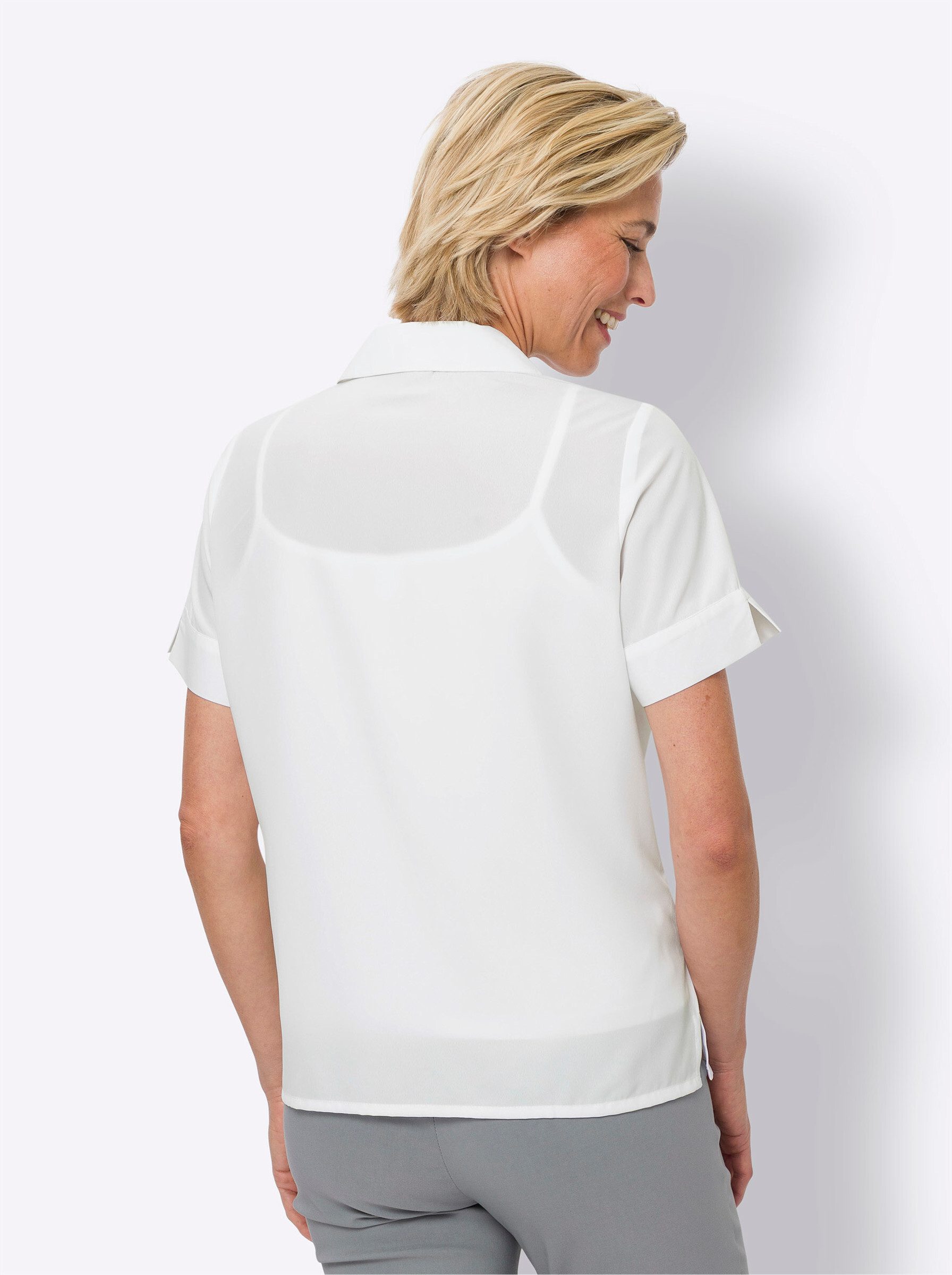 Sieh an! Klassische Bluse Kurzarmbluse günstig online kaufen