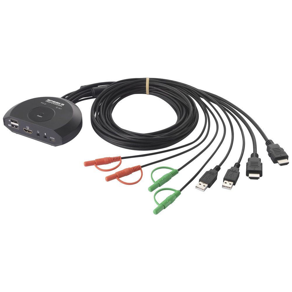 SpeaKa Professional SP-KVM-210 2 Port KVM-Umschalter HDMI Tastatur 409 Adapter