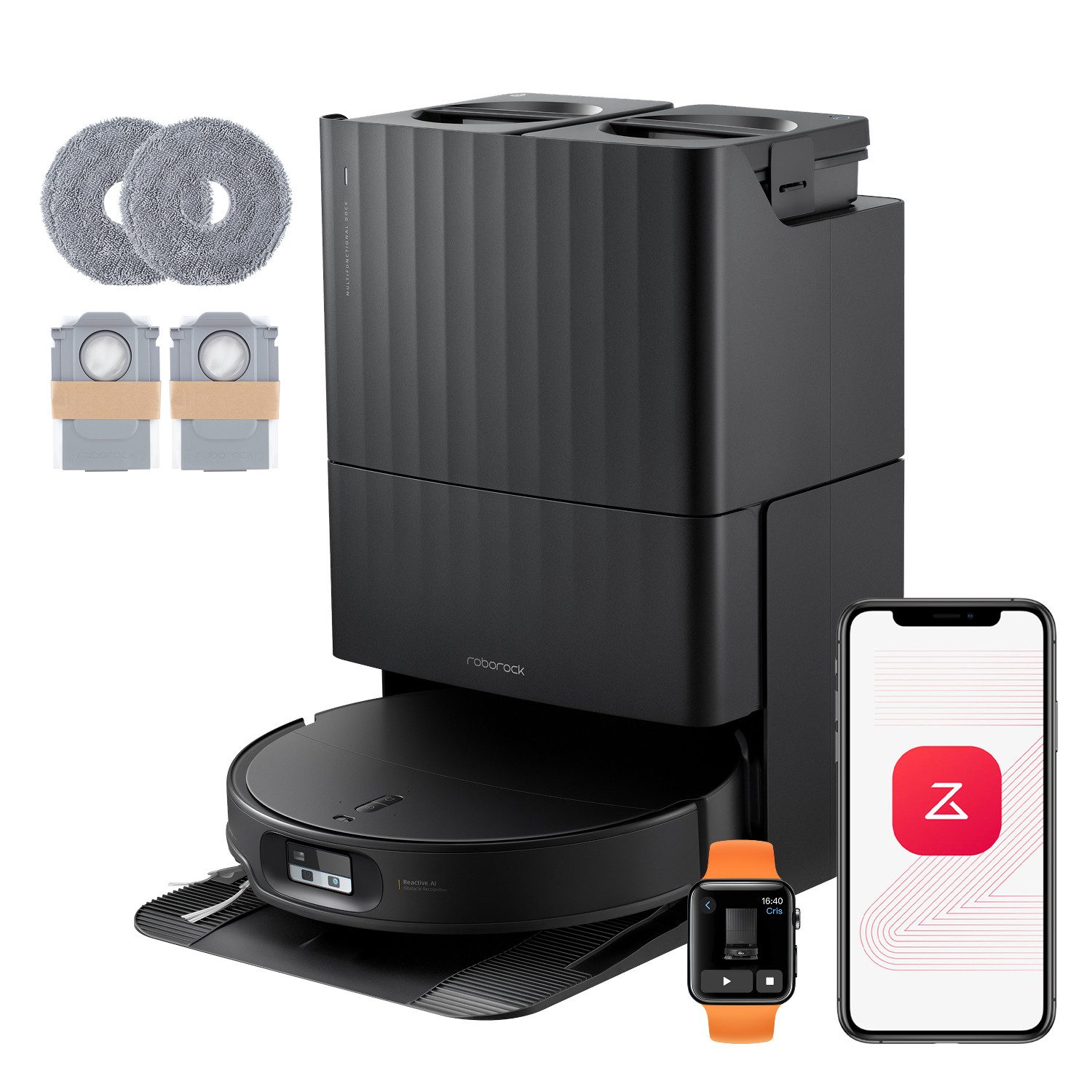 Roborock Saugroboter mit Wischfunktion Qrevo Edge 2, Dual Anti-Tangle System, 25.000 Pa