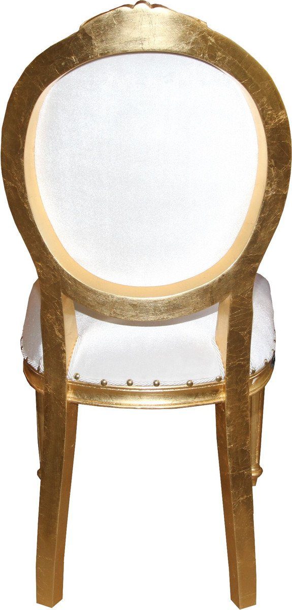 / Esszimmer Barock Gold in Medaillon Weiss Limited ohne Casa Luxus Padrino Armlehnen Edition Esszimmerstuhl - Stuhl