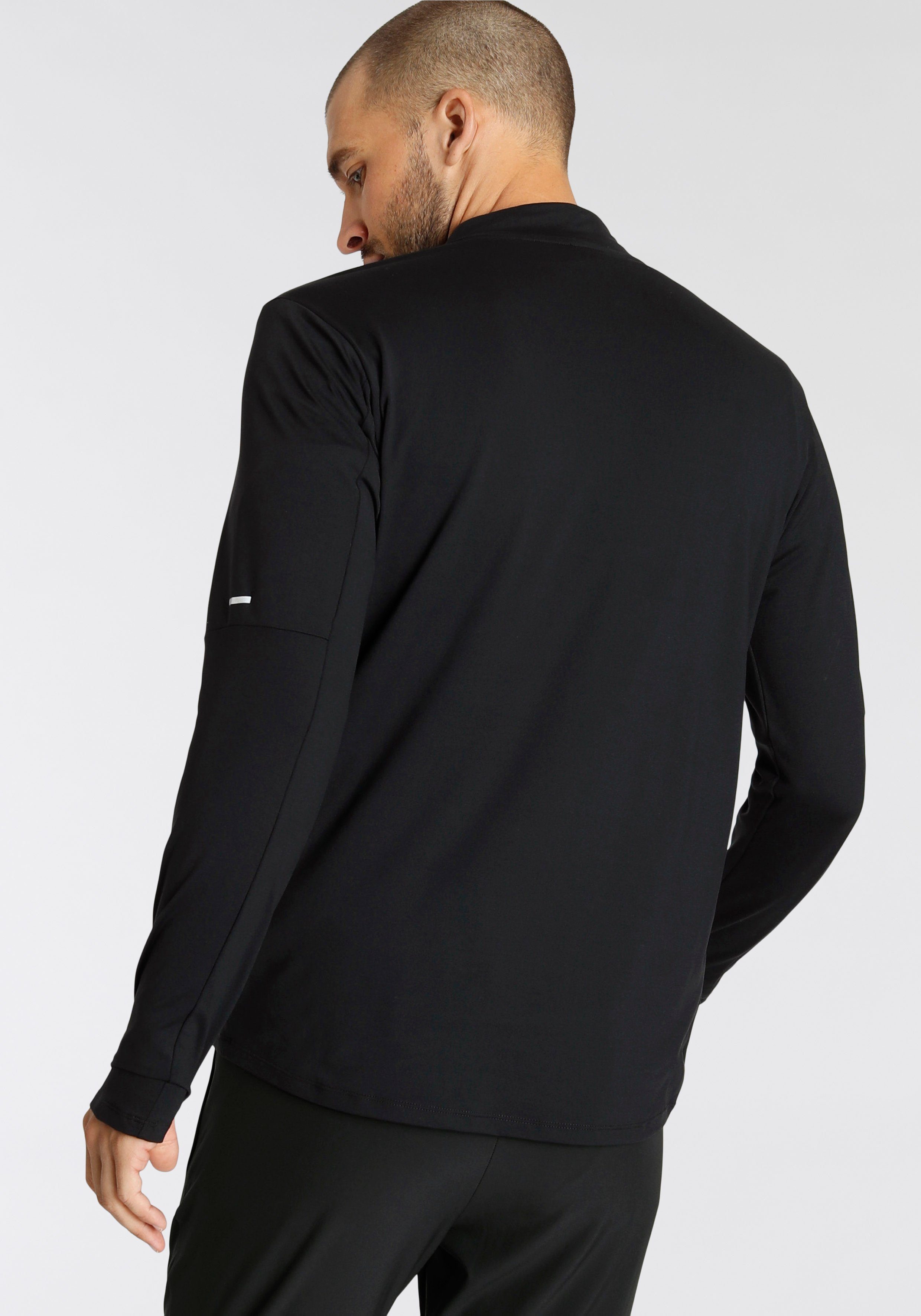 schwarz Laufshirt Nike Dri-FIT Running 1/-Zip Men's Top Element