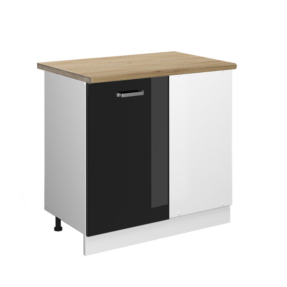 Vicco Eckunterschrank R-Line Schwarz Hochglanz/Weiß 86 cm AP Anthrazit günstig online kaufen