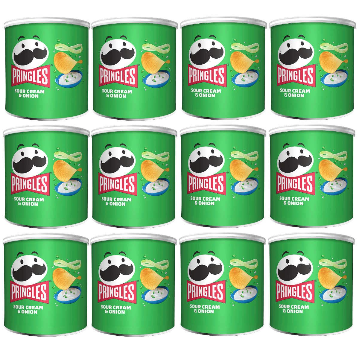 Pringles Knabberei, Pringles Sour Cream and Onion Sauerrahm und Zwiebeln 70g 12er Pack