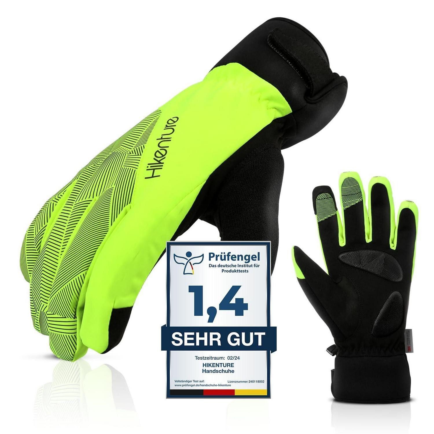 LuxusKollektion Fahrradhandschuhe Winterhandschuhe Fahrrad Gelbgrün L (1-St)