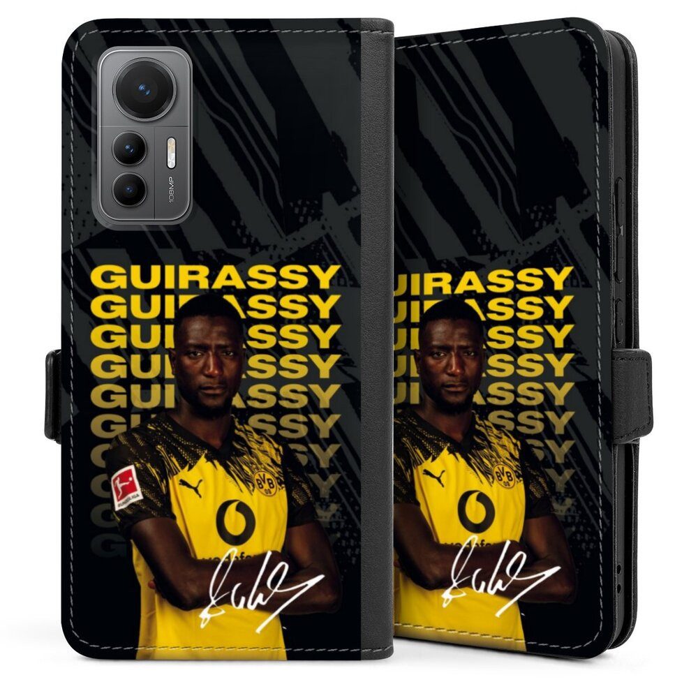 DeinDesign Handyhülle Borussia Dortmund Serhou Guirassy BVB Serhou Guirassy 25/26, Xiaomi 12 Lite 5G Hülle Handy Flip Case Wallet Cover Handytasche Leder