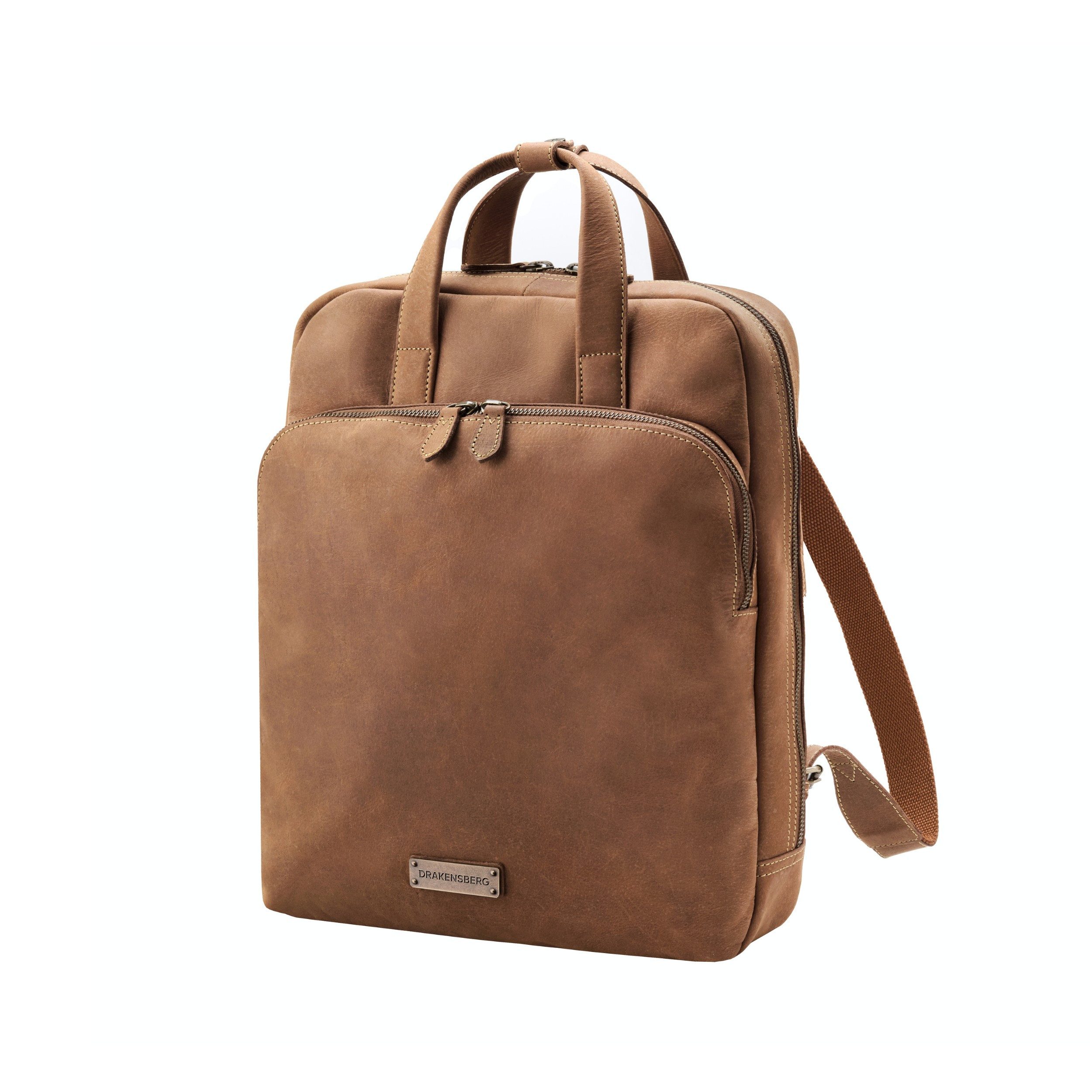DRAKENSBERG Laptoprucksack »Porter« Havanna-Braun, Arbeits- und Business-Rucksack, 16" Laptopfach, Kofferbefestigung