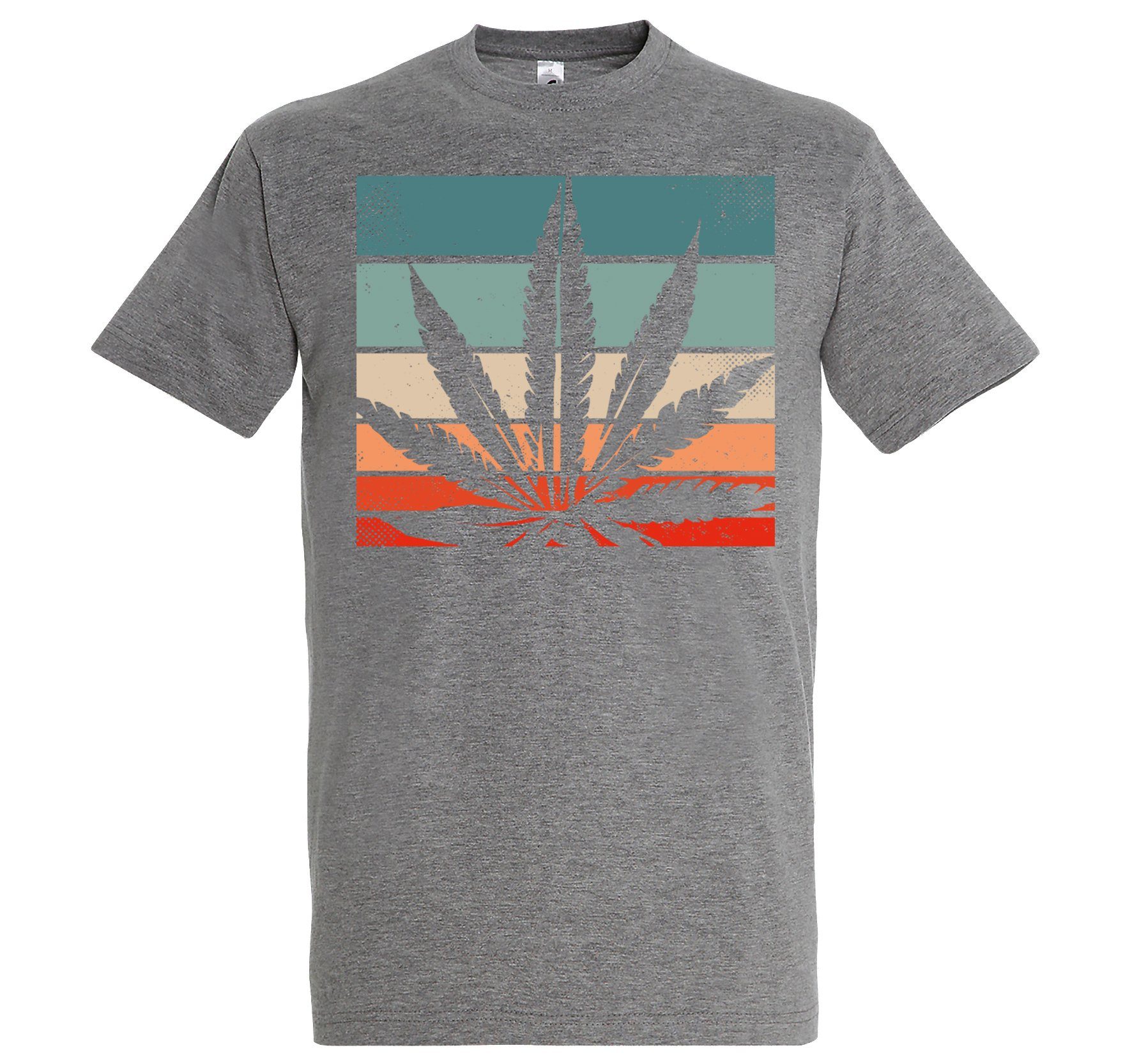 Youth Herren Frontdruck Retro T-Shirt Cannabis Designz mit Grau Trendigem T-Shirt