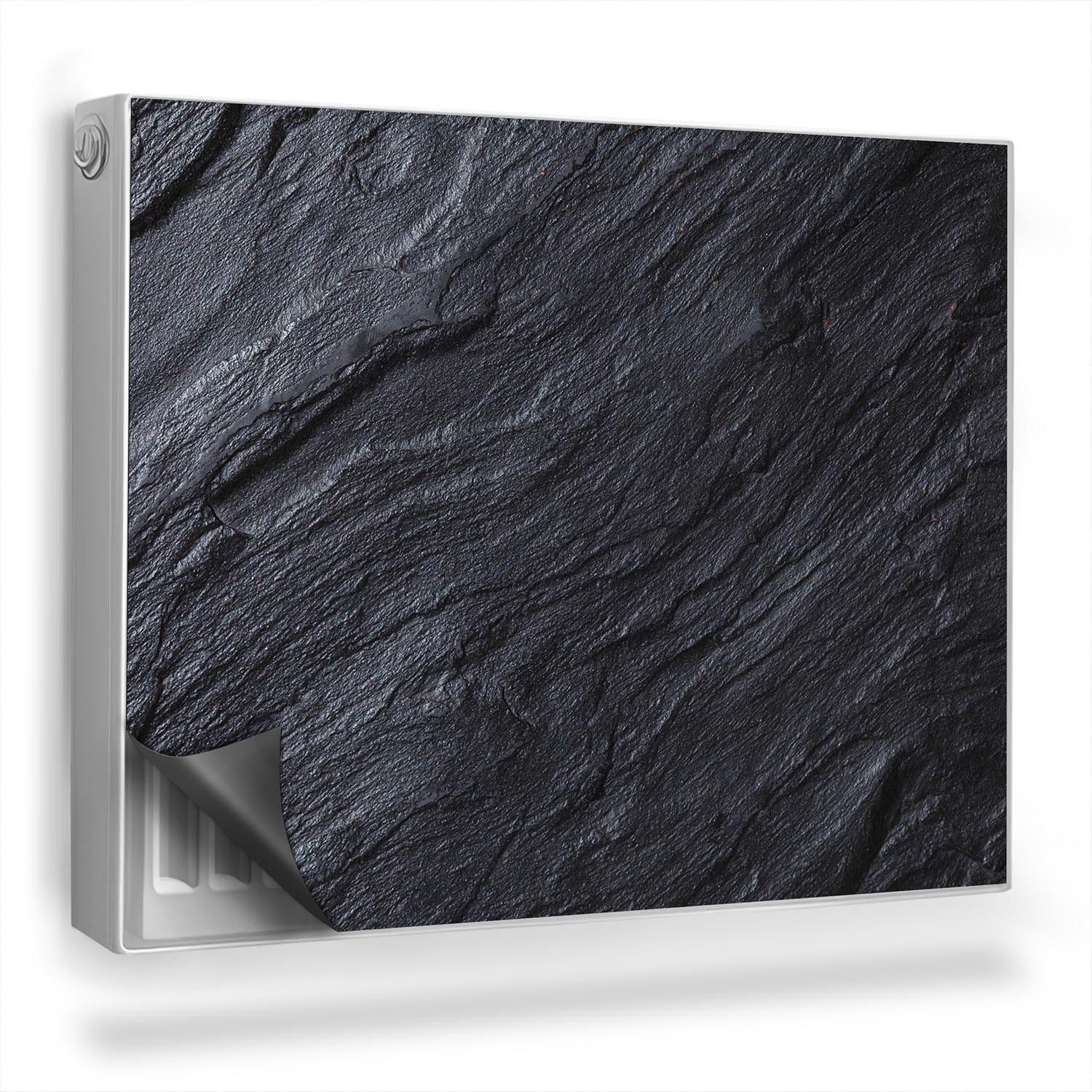 Decormat Magnetfolie Magnetische Heizkörpermatte mit Motiv für moderne Heizkörper, Schwarze Sandsteinoptik, Grau