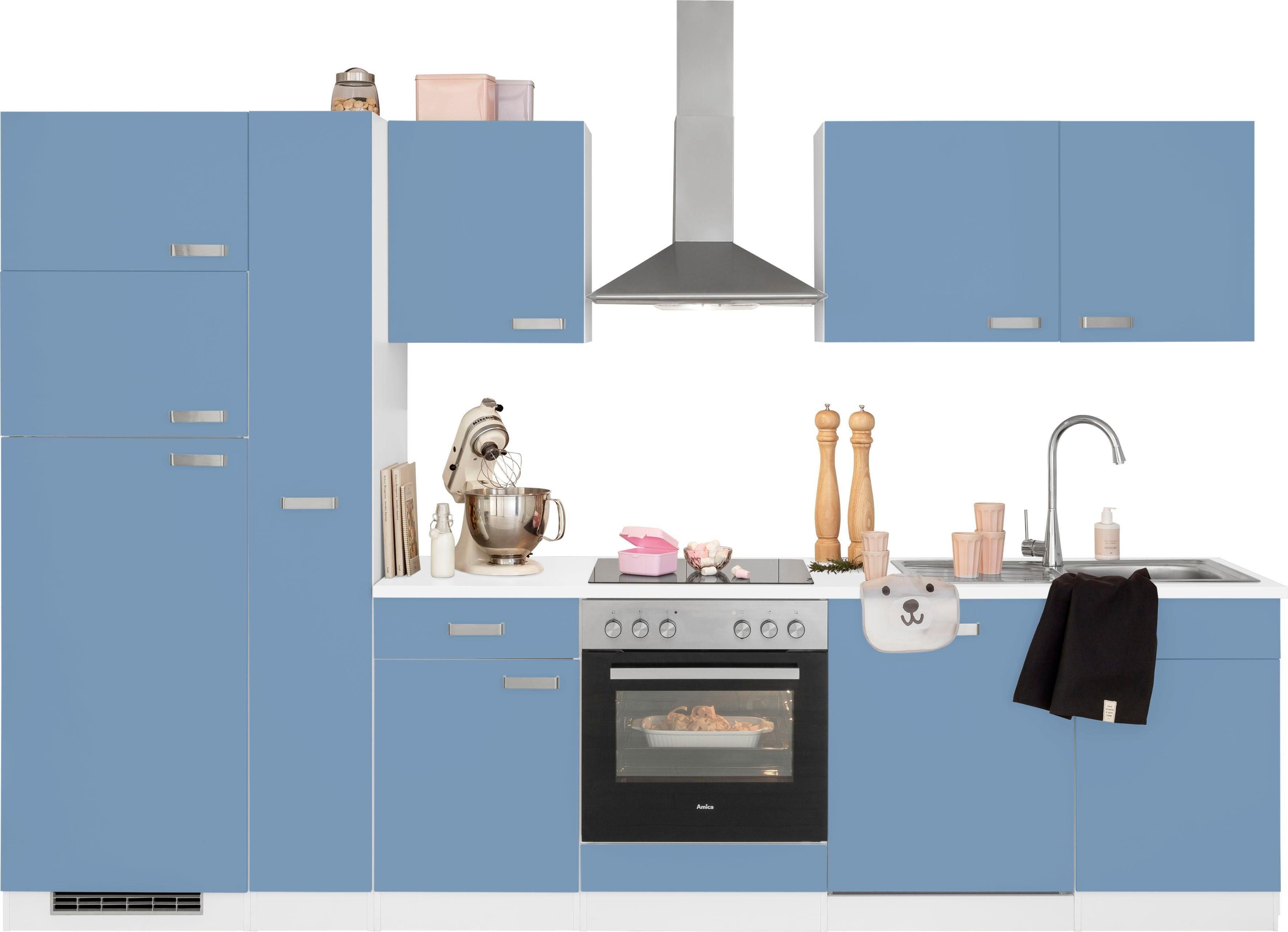 wiho Küchen Küchenzeile Husum, mit E-Geräten, Breite 310 cm | Sockelblenden