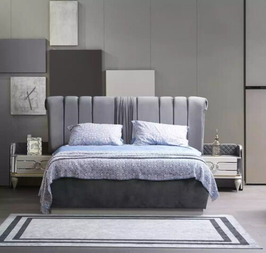 Europa Schlafzimmer 2x Nachttische Set Nachttische), Modern JVmoebel Luxus in 2x 3 Made + Bett Schlafzimmer-Set tlg., Bett (3-St.,
