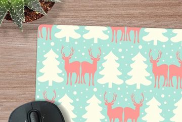 MuchoWow Gaming Mauspad Hirsche - Muster - Rosa (1-St), Mousepad mit Rutschfester Unterseite, Gaming, 40x40 cm, XXL, Großes