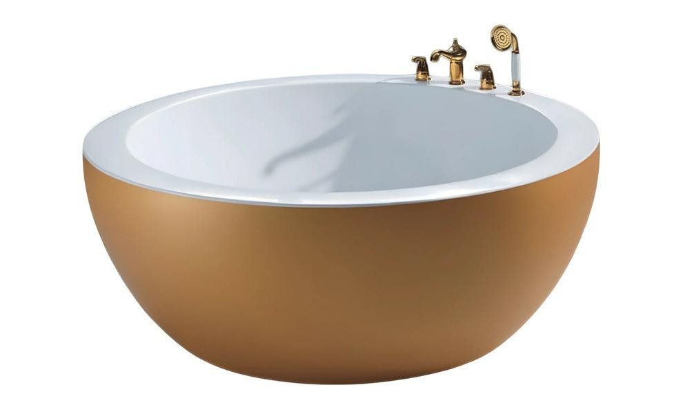 Xlmoebel Badewanne Rundwanne von XLMOEBEL in Gelb, freistehend aus Acryl, Made in Europa