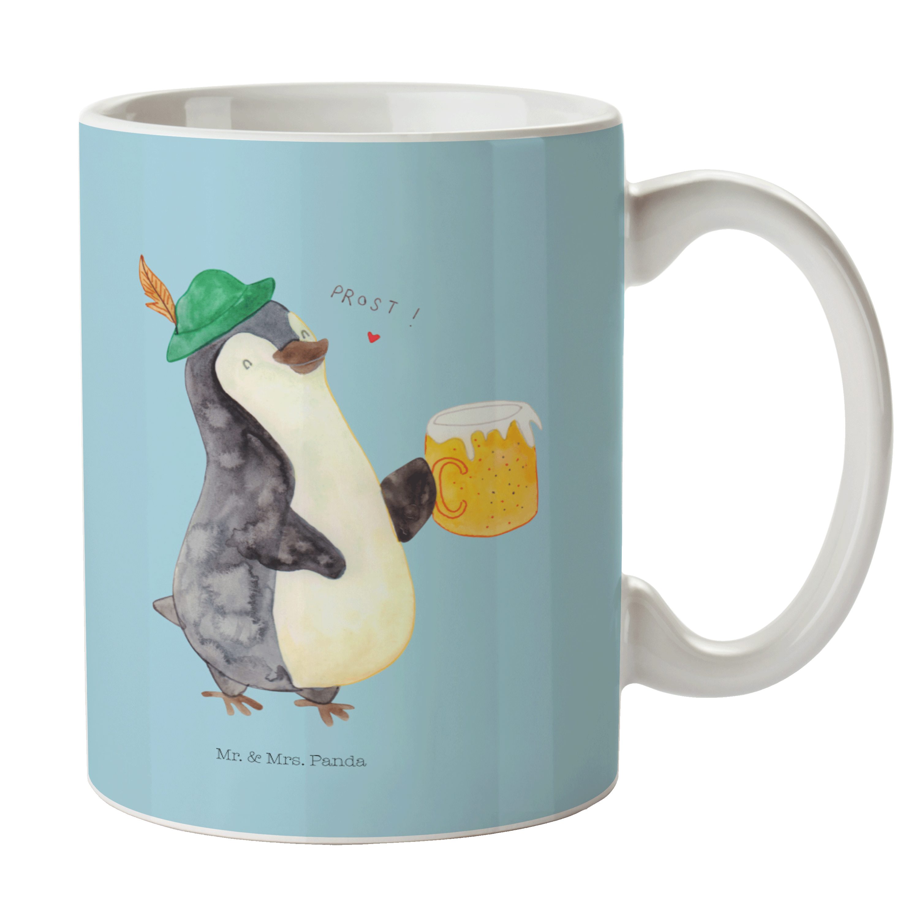 Keramik Tasse Bier Geschenk, Mrs. Sp, Panda Pinguin Keramiktasse, & Eisblau Mr. - Feierabend, - Tasse