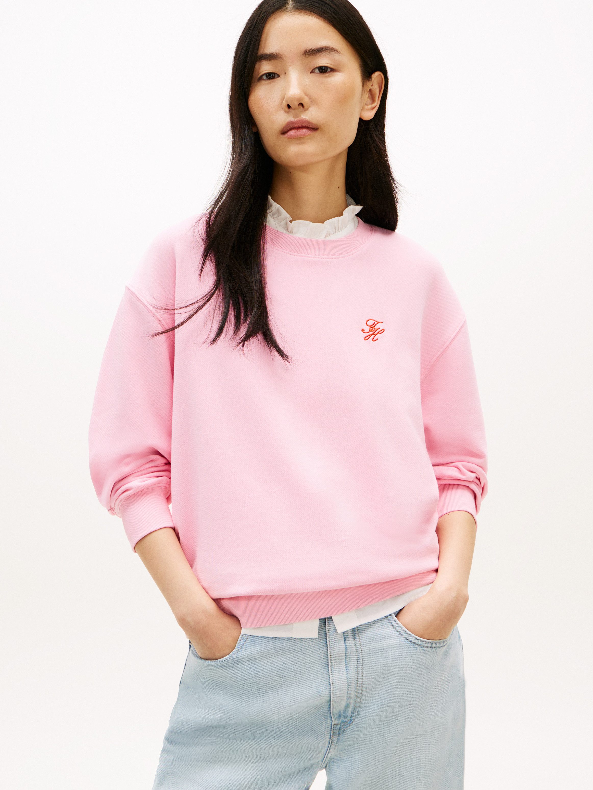 Tommy Hilfiger Sweatshirt TH SCRIPT REG SWEATSHIRT mit kleinem Logo-Stick günstig online kaufen