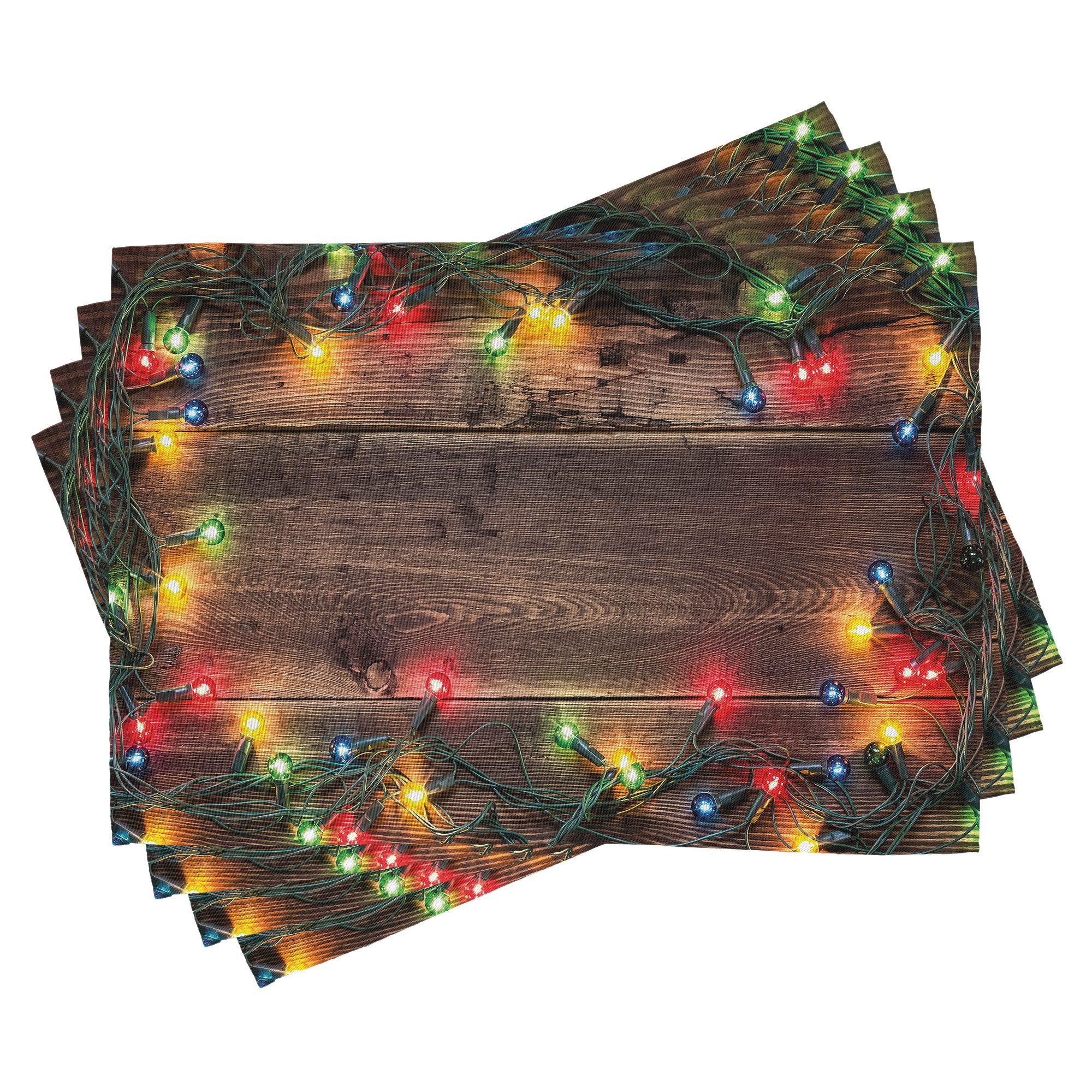 Abakuhaus Platzset Waschbare Stoff Esszimmer Küche Tischdekorations Digitaldruck, (4-teilig, 4-St., Set aus 4x), Weihnachten Landschaft