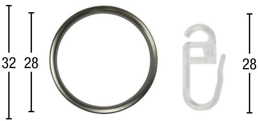 Gardinenring Ring mit Haken, Gardinen, mit (Set, 20-St., Faltenlegehaken), Aluminium GARESA