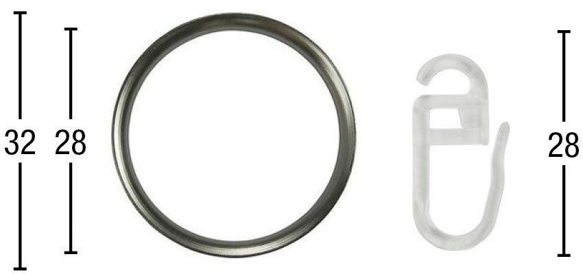 Gardinenring Ring mit Haken, GARESA, Gardinen, (Set, 20-St., mit  Faltenlegehaken), Aluminium