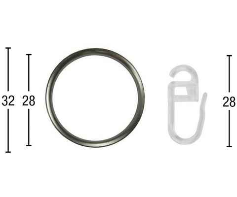 Gardinenring Ring mit Haken, GARESA, Gardinen, (Set, 20-St., mit Faltenlegehaken), Aluminium