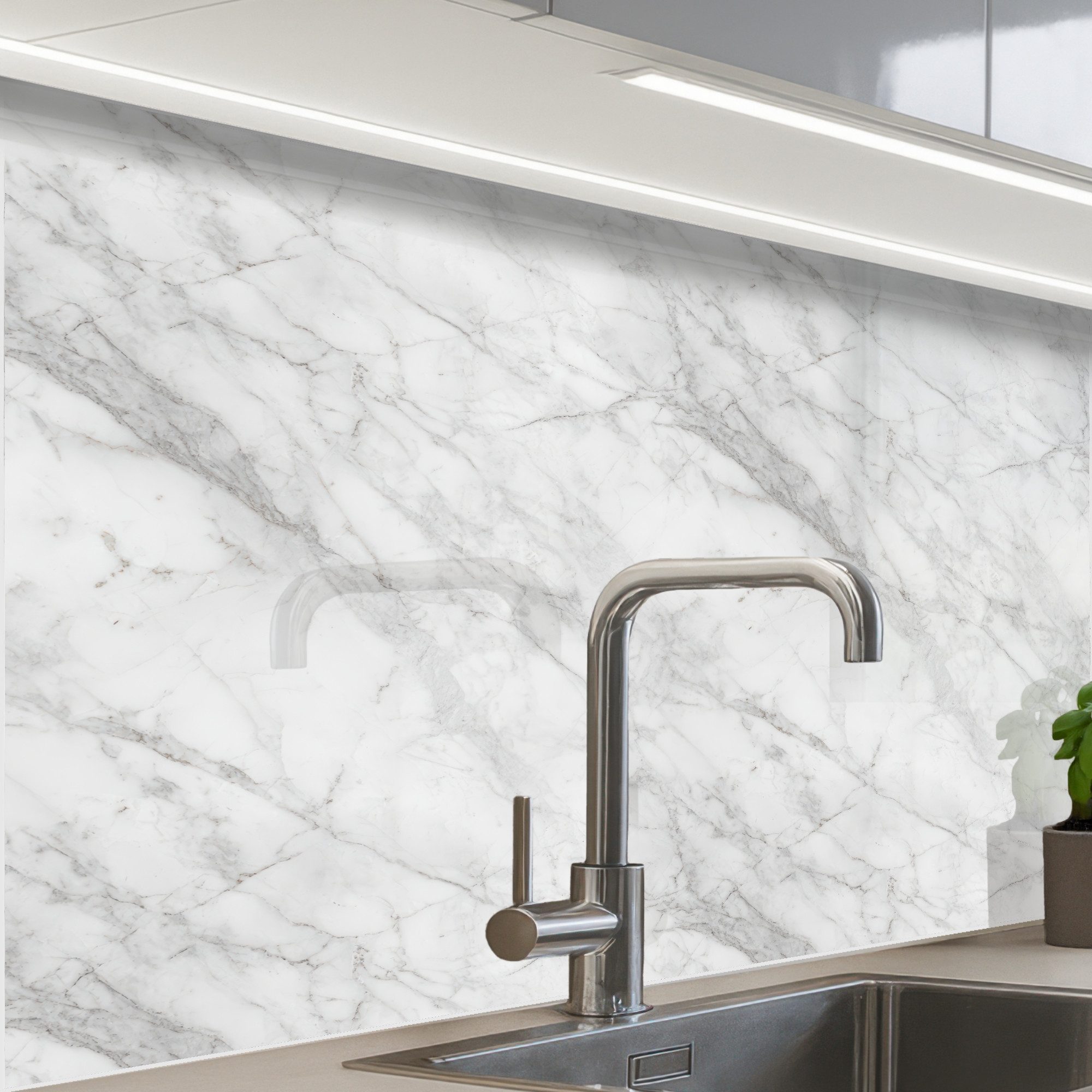 KitchenYeah Küchenrückwand selbstklebend (keine Folie) Klassisch - Marmor - Grau, (1-tlg), Spritzschutz, Küche, Rückwand, Küchenwand, Küchenfront, 80x60 cm