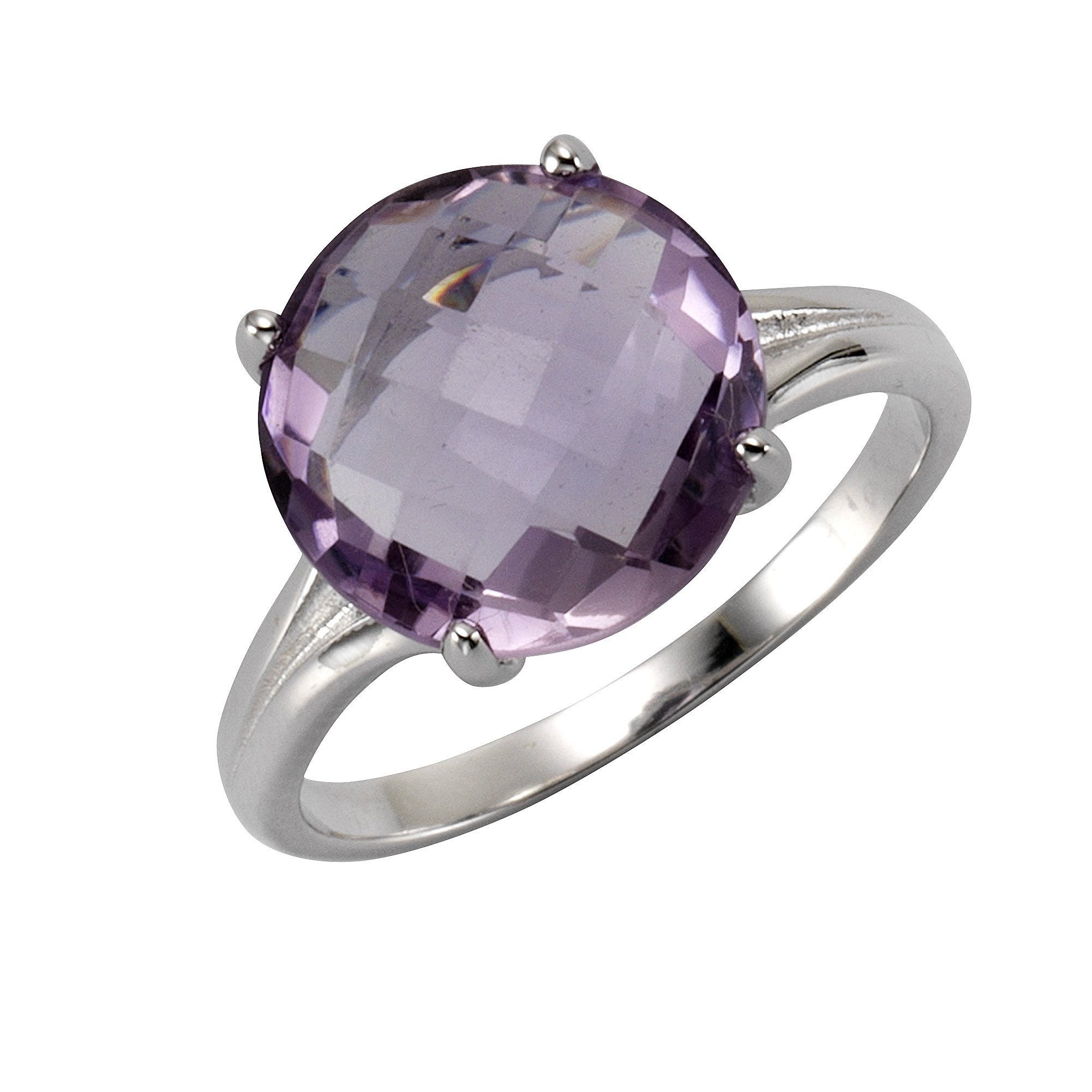 Zeeme Fingerring Silber 925 rhodiniert mit echtem Amethyst 12mm günstig online kaufen