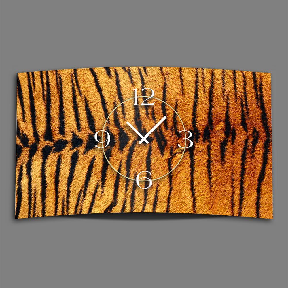 dixtime Wanduhr Animalprint Fell Wanduhr Wanduhren (Einzigartige Designer aus 3D-Optik 4mm Alu-Dibond) modernes Design Tiger