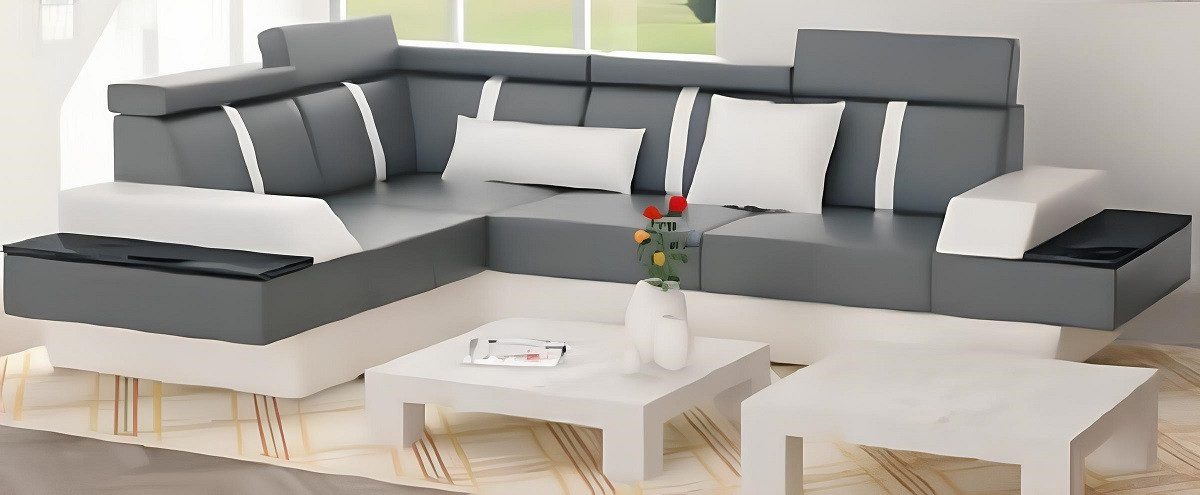 Xlmoebel Ecksofa Ledersofa mit USB-Anschluss und hochwertiger Polsterung, Hergestellt in Europa