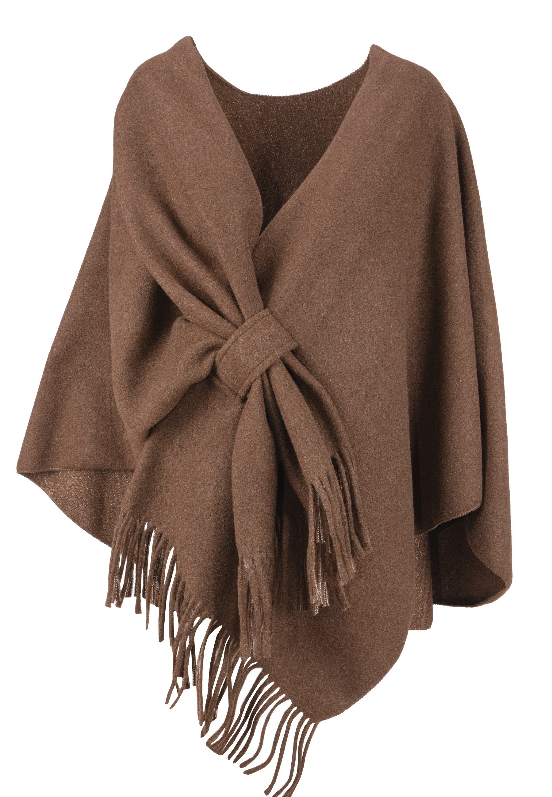 Seasons of April Cape ANDREA CAPE Hochwertiges Cape mit Bindeschlaufe und Fransen für Damen