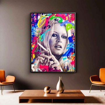 DOTCOMCANVAS® Leinwandbild BARDOT, Leinwandbild Brigitte Bardot Pop Art Portrait hochkant