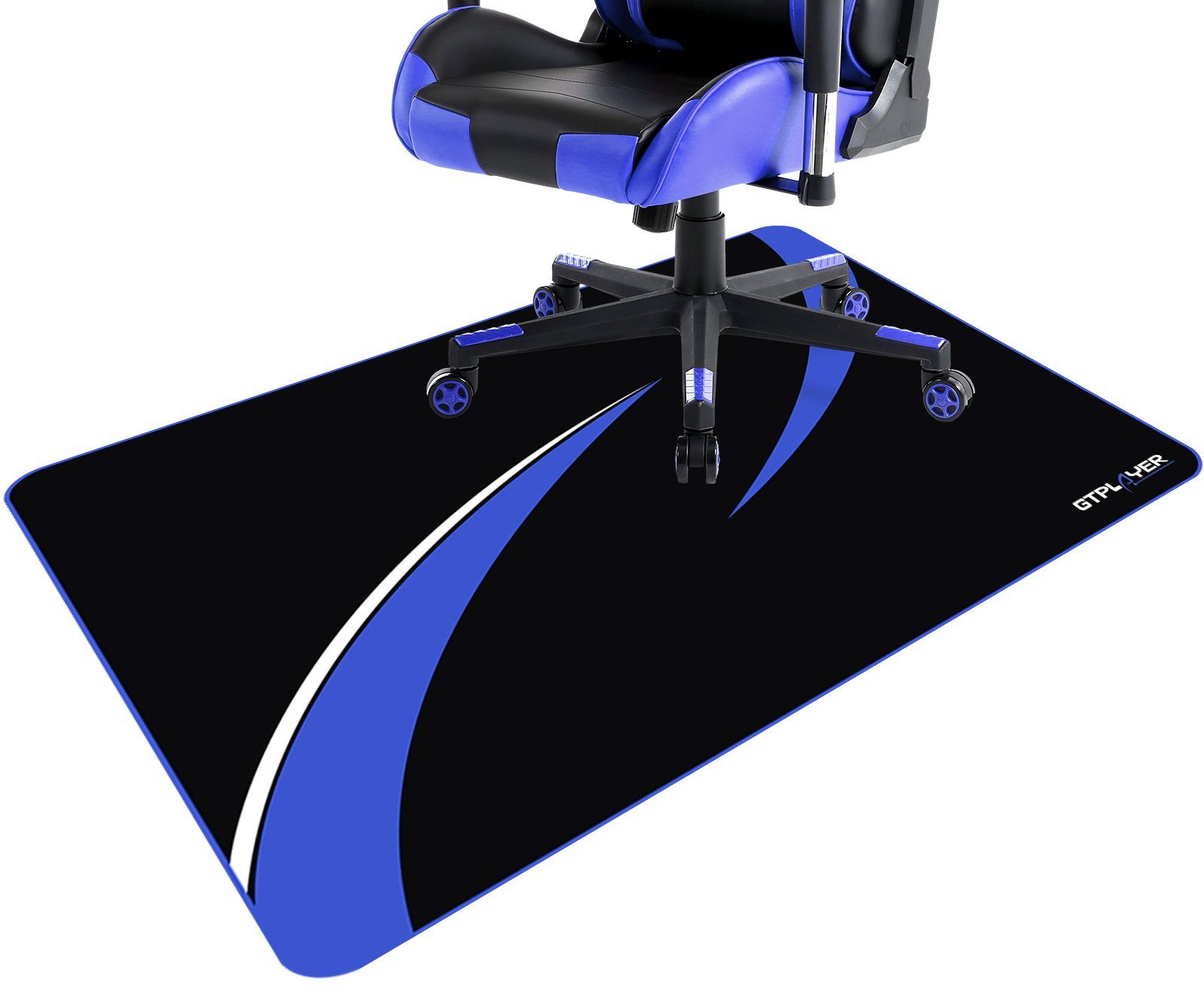GTPLAYER Bodenschutzmatte GTPLAYER Stuhlmatte 110 x 90 cm Anti-Rutsch pflegeleicht ►Bürostuhl Gaming-Stuhl-Unterlage Blau