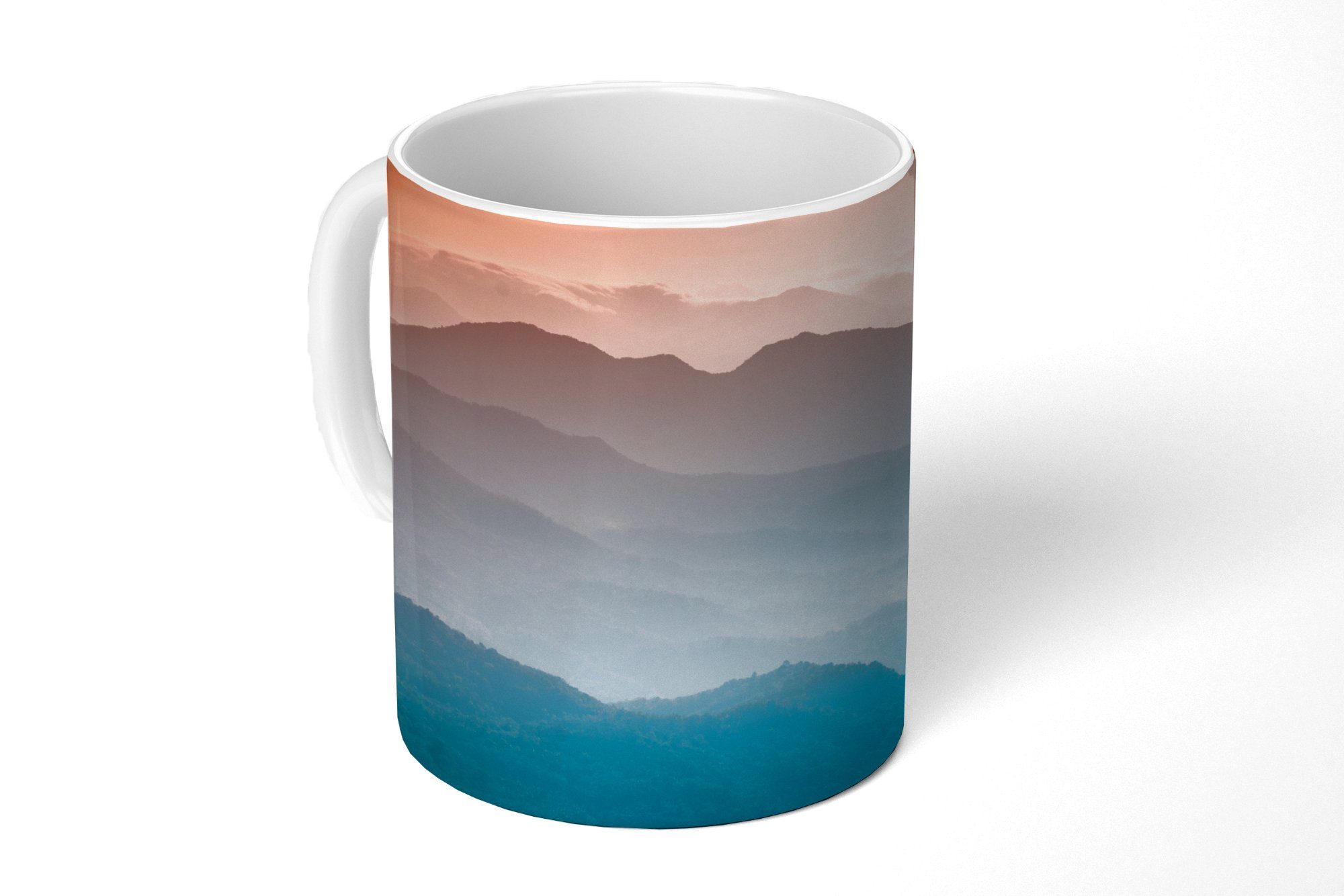 MuchoWow Tasse Berge - Sonne - Orange - Natur, Keramik, Kaffeetassen, Teetasse, Becher, Teetasse, Geschenk