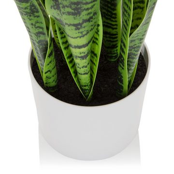 Kunstpflanze Kunstpflanze SANSEVIERIA Kunststoff, Stoff Schlangenpflanze, hjh OFFICE, Höhe 65.0 cm, Pflanze im Kunststoff-Topf
