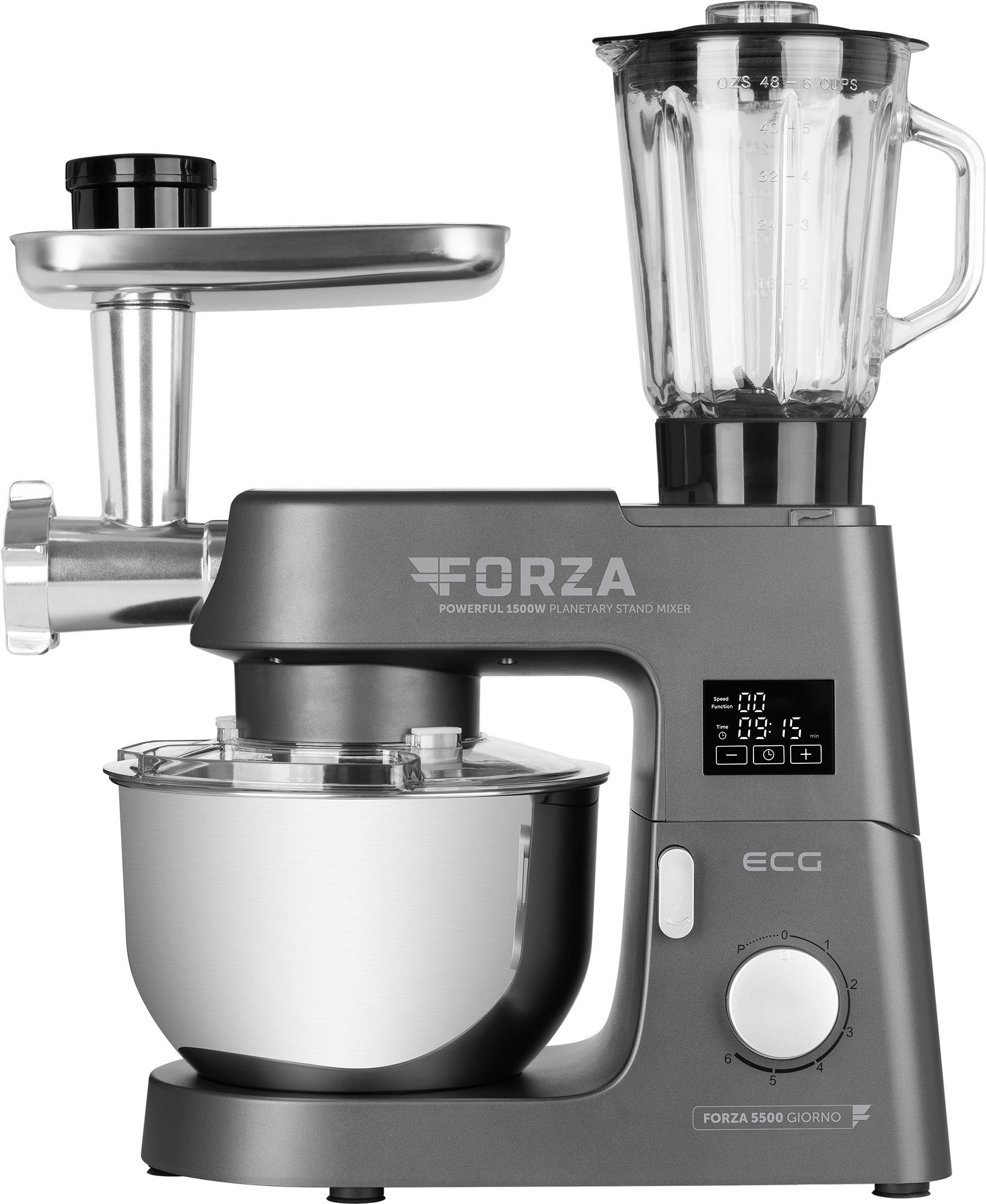 ECG Küchenmaschine, 1500 W, 6,50 l Schüssel, Große Auswahl an Zubehör