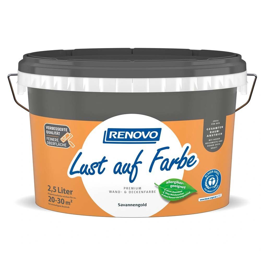 Renovo Wandfarbe Renovo Wand- und Deckenfarbe Lust auf Farbe matt 2,5 Ltr. Savannengold