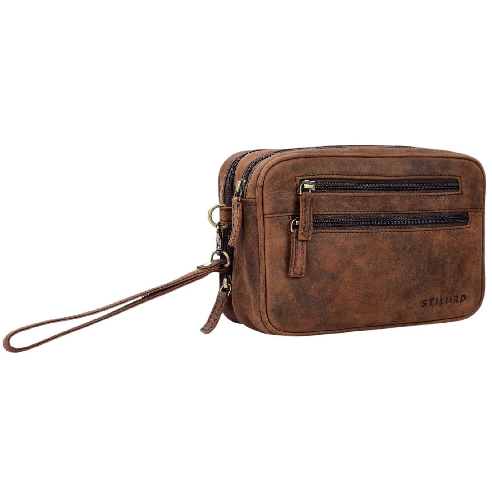 STILORD Messenger Bag "Nero" Handgelenktasche Herren Leder sepia - braun