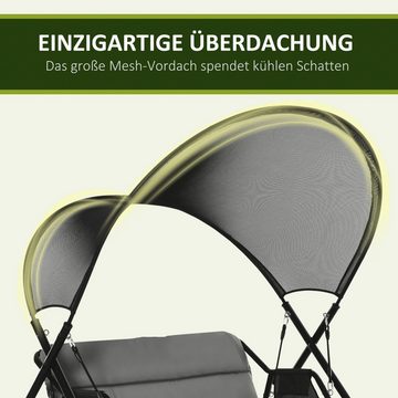 Outsunny Hollywoodschaukel Schaukelbank mit Sitzkissen, 2-Sitzer, Außenbereich, Sonnenliege, 1 tlg., Gartenschaukel, für Garten, Balkon, Grau