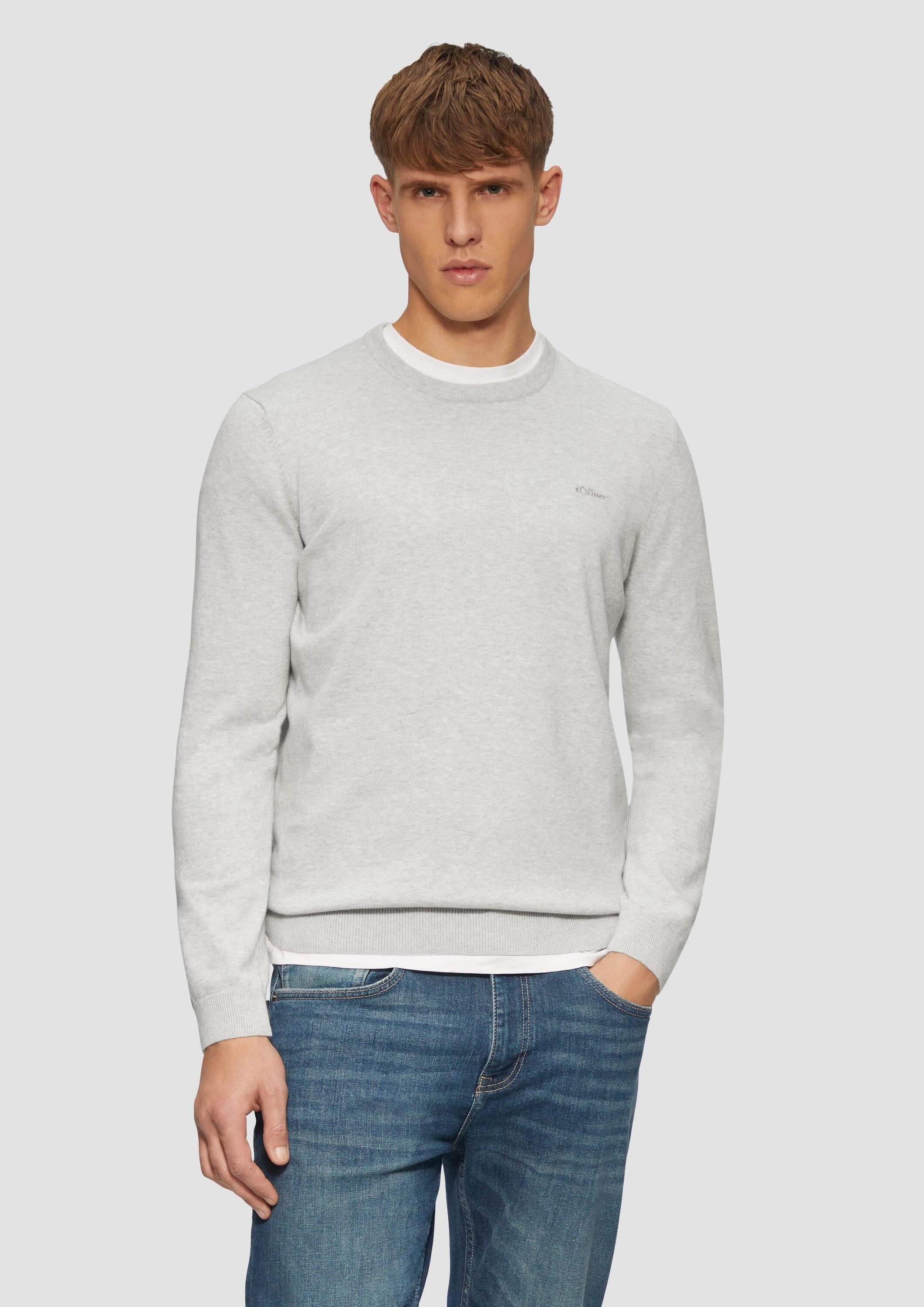 s.Oliver Longpullover Strickpullover Strickpullover mit Logo-Stickerei günstig online kaufen