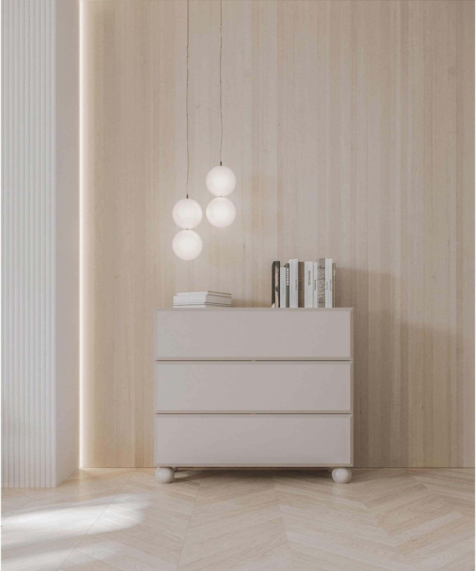 Selsey Kommode CHOCOLATED, mit 3 Schubladen, auf Kugelfüßen, 100 cm