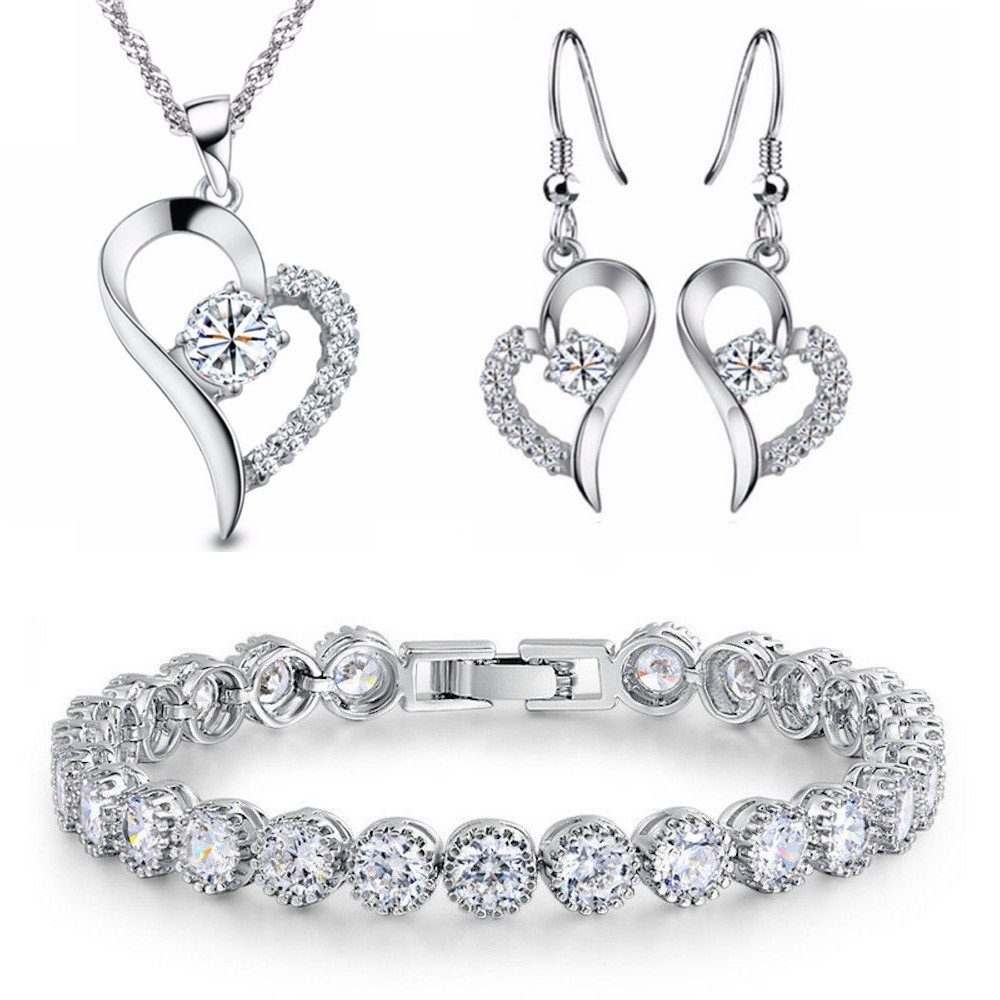 Kim Johanson Schmuckset Herz Silber (Set, 4-tlg), mit Halskette, Ohrringe u günstig online kaufen