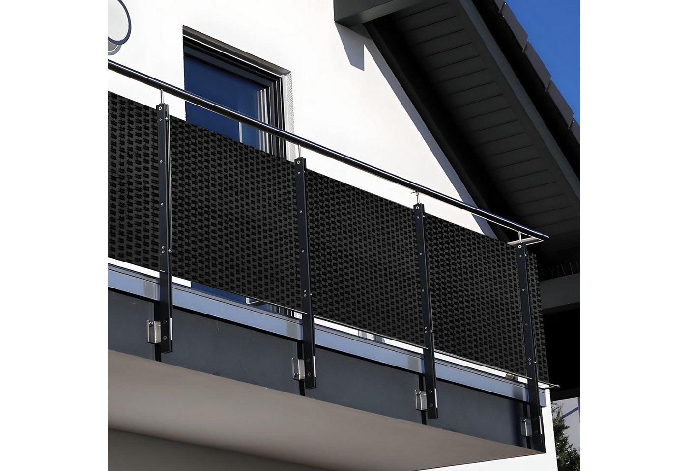 NYVI Balkonsichtschutz Polyrattan Balkon Sichtschutz Privafence Balkonbespannung (1-St) UV-fest, Witterungsbeständig, 100% Blickdicht - Balkonumspannung